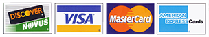 We accept Discover, VISA, MasterCard and American Express